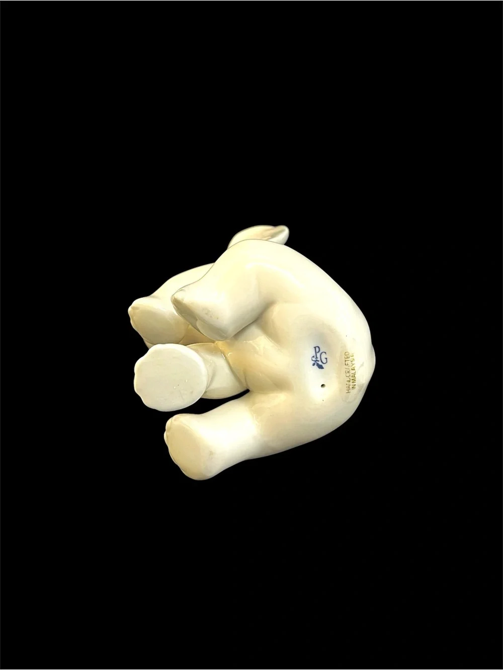 Princeton Gallery White Porcelain Baby Elephant Figurine Trunk Up Good Luck 3.5